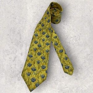 GIVENCHY Yellow/Blue Floral Silk LUXURY Tie ITALY